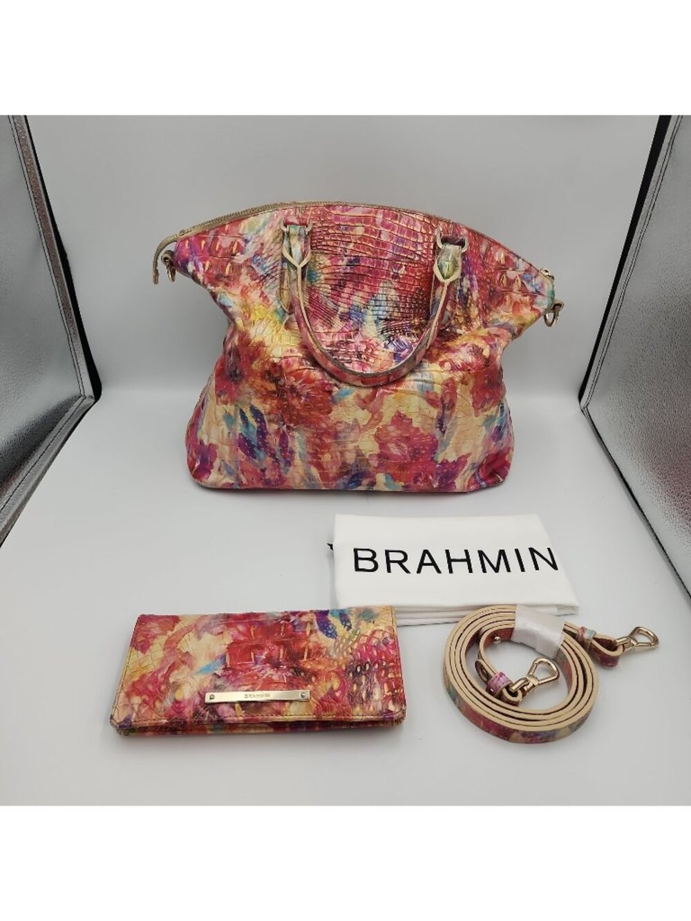 BRAHMIN Duxbury HAPPY HOUR Melbourne Leather Satchel Crossbody Handbag W/ Wallet
